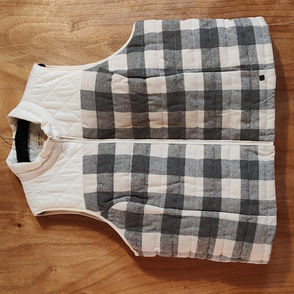 Ruff Hewn Jackets & Blazers - Ruff Hewn Womens Wool Blend Puffer Vest Gray Cream Plaid Flannel Quilted Size 3X